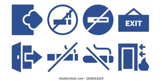 Modern Simple Set of quit Vector filled Icons. Contains such as Logout, No smoking, Exit and more Fully Editable and Pixel Perfect icons.