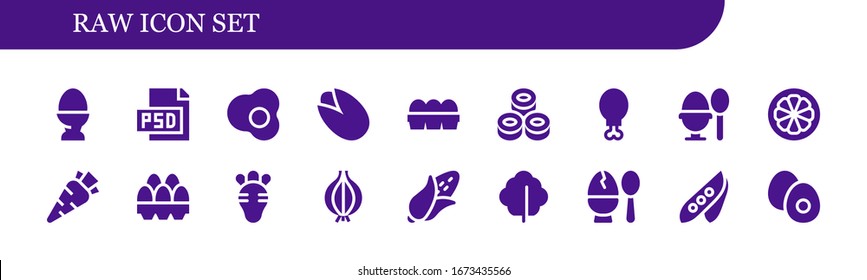 Moderno y simple conjunto de iconos rellenos de vectores crudos. Contiene íconos como Huevo, Psd, Pistachio, Huevos, Sushi, pierna de pollo, Huevo cocido, Mangosteen y más Completamente Editable y Pixel Perfect.