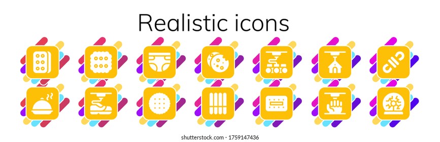 Modern Simple Set of realistic Vector filled Icons. Contains such as Biscuit, Salver, 3d, Diaper, Cookie, Plasma ball and more Fully Editable and Pixel Perfect icons.