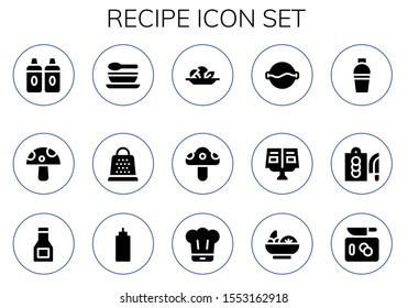 Modern Simple Set of recipe Vector filled Icons. Contains such as Sauces, Mushroom, Soup, Grater, Recipe book, Shaker, Cutting board and more Fully Editable and Pixel Perfect icons.