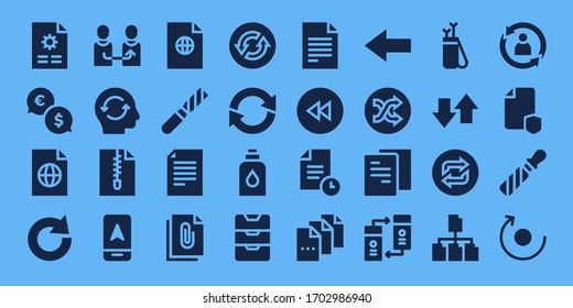 Modern Simple Set of refresh Vector filled Icons. Contains such as File, Exchange, Redo, Change, Refresh, Arrow, Loop, Conditioner and more Fully Editable and Pixel Perfect icons.
