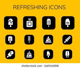 Modern Simple Set of refreshing Vector filled Icons. Contains such as Popsicle, Fragance, Creme caramel and more Fully Editable and Pixel Perfect icons.