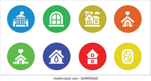 Modern Simple Set of residence Vector filled Icons. Contains such as White house, Home, Window, House, Shelter and more Fully Editable and Pixel Perfect icons.