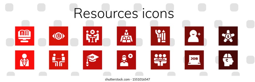 Modern Simple Set of resources Vector filled Icons. Contains such as Recruitment, Businessman, Vision, Meeting, Unemployed, Add user and more Fully Editable and Pixel Perfect icons.