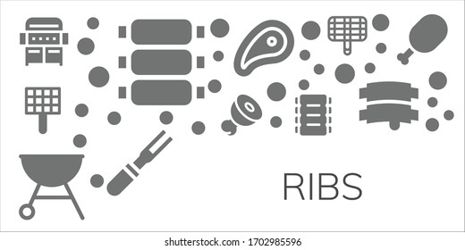 Modern Simple Set of ribs Vector filled Icons. Contains such as Grill, Ribs, Meat and more Fully Editable and Pixel Perfect icons.