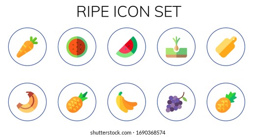 Modern Simple Set of ripe Vector flat Icons. Contains such as carrot, banana, watermelon, pineapple, tuber, grapes, cutting board and more Fully Editable and Pixel Perfect icons.
