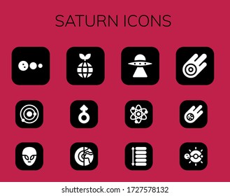 Modern Simple Set of saturn Vector filled Icons. Contains such as Solar system, Alien, Planet, Mars, Aliens, Spacing, Asteroid and more Fully Editable and Pixel Perfect icons.