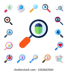 Modern Simple Set of scrutiny Vector flat Icons. Contains such as search, magnifying glass, loupe, research and more Fully Editable and Pixel Perfect icons.