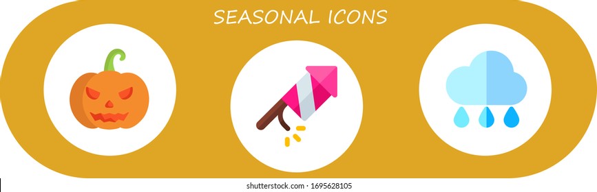 Modern Simple Set of seasonal Vector flat Icons. Contains such as pumpkin, fireworks, rain and more Fully Editable and Pixel Perfect icons.