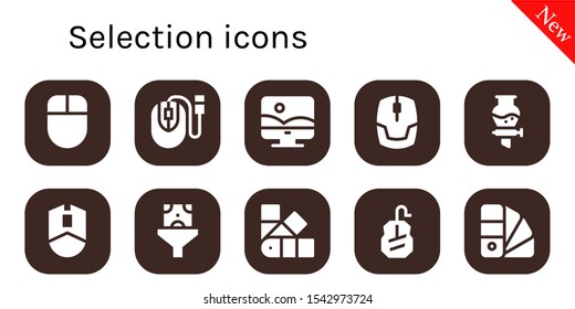 Modern Simple Set Of Selection Vector Filled Icons. Contains Such As Mouse, Photoshop, Funnel, Pantone And More Fully Editable And Pixel Perfect Icons.