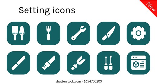 Modern Simple Set of setting Vector filled Icons. Contains such as Utensils, Fork, Wrench, Knife, Settings, Screwdriver and more Fully Editable and Pixel Perfect icons.
