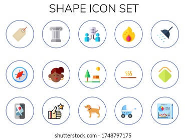 Modern Simple Set of shape Vector flat Icons. Contains such as price tag, compass, column, avatar, share, park, burn, hot, shower and more Fully Editable and Pixel Perfect icons.