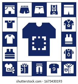 Modern Simple Set of short Vector filled Icons. Contains such as Shorts, Shirt, Sleeveless shirt, Sleeveless, Swim shorts, Sweatpants and more Fully Editable and Pixel Perfect icons.