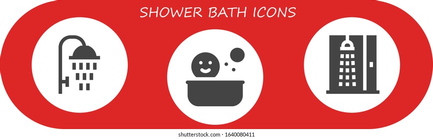 Modern Simple Set of shower bath Vector filled Icons. Contains such as Shower and more Fully Editable and Pixel Perfect icons.