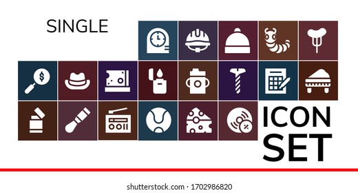 Modern Simple Set of single Vector filled Icons. Contains such as Clocks, Search, Lighter, Chisel, Radio, Tennis ball, Cheese and more Fully Editable and Pixel Perfect icons.