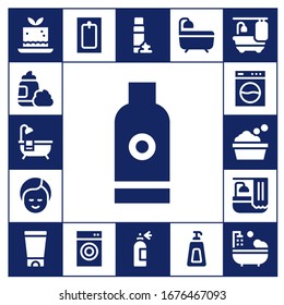 Modern Simple Set of soap Vector filled Icons. Contains such as Mousse, Foam, Bathtub, Shampoo, Makeup, Washing machine, Bath and more Fully Editable and Pixel Perfect icons.