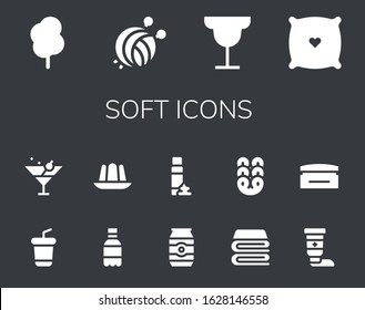Modern Simple Set of soft Vector filled Icons. Contains such as Cotton candy, Yarn ball, Cocktail, Pillow, Soda, Martini, Jelly and more Fully Editable and Pixel Perfect icons.