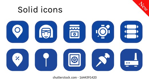 Modern Simple Set of solid Vector filled Icons. Contains such as Pin, Nun, Jam, Turtle, Ribs, Safe box, Router and more Fully Editable and Pixel Perfect icons.