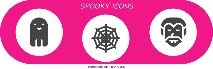 Modern Simple Set of spooky Vector filled Icons. Contains such as Ghost, Spider web, Dracula and more Fully Editable and Pixel Perfect icons.