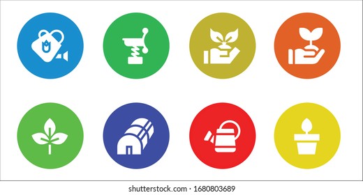 Modern Simple Set of sprout Vector filled Icons. Contains such as Watering can, Leaf, Spring, Greenhouse, Planting, Sprout, Plants and more Fully Editable and Pixel Perfect icons.