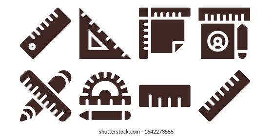 Modern Simple Set of straightedge Vector filled Icons. Contains such as Ruler and more Fully Editable and Pixel Perfect icons.