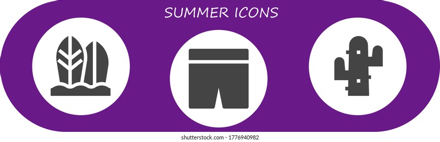 Modern Simple Set of summer Vector filled Icons. Contains such as Surfboard, Shorts, Cactus and more Fully Editable and Pixel Perfect icons.