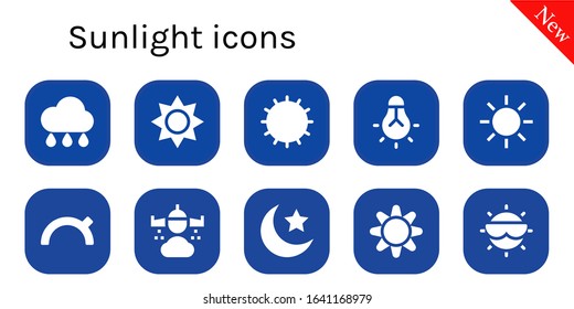 Modern Simple Set of sunlight Vector filled Icons. Contains such as Rain, Sun, Tungsten, Evening, Night and more Fully Editable and Pixel Perfect icons.