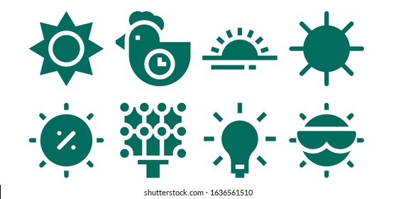 Modern Simple Set of sunrise Vector filled Icons. Contains such as Summer, Sun, Light, Morning, Sunrise and more Fully Editable and Pixel Perfect icons.