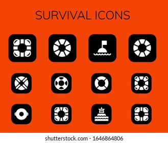 Modern Simple Set of survival Vector filled Icons. Contains such as Lifebuoy, Float, Lifesaver, Buoy, Lifeguard and more Fully Editable and Pixel Perfect icons.