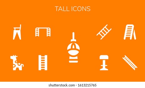 Modern Simple Set of tall Vector filled Icons. Contains such as Fernsehturm berlin, Ladder, Giraffe, Feeding chair, Stool and more Fully Editable and Pixel Perfect icons.