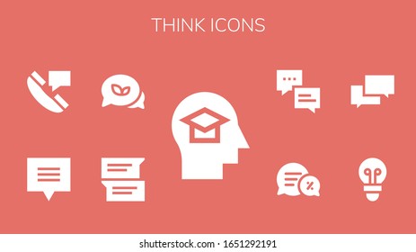 Modern Simple Set of think Vector filled Icons. Contains such as Mind, Chat, Conversation, Lightbulb and more Fully Editable and Pixel Perfect icons.