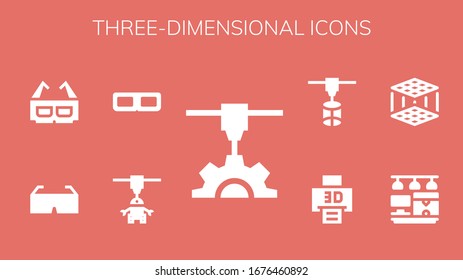 Modern Simple Set of three-dimensional Vector filled Icons. Contains such as 3d printer, 3d glasses and more Fully Editable and Pixel Perfect icons.