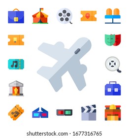 Modern Simple Set of ticket Vector flat Icons. Contains such as case, aviation, theatre, theater, film, circus, d glasses, movie and more Fully Editable and Pixel Perfect icons.