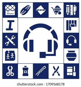 Modern Simple Set of tools Vector filled Icons. Contains such as Music, Italic, Configuration, Headset, Art, Wallpaper, Pottery and more Fully Editable and Pixel Perfect icons.