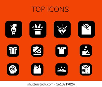 Modern Simple Set of top Vector filled Icons. Contains such as Goal, Shirt, Favorite, Magic hat, Salver, Sport shirt, Quality and more Fully Editable and Pixel Perfect icons.