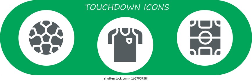 Modern Simple Set of touchdown Vector filled Icons. Contains such as Football, Football jersey, Football field and more Fully Editable and Pixel Perfect icons.