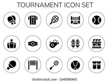 Modern Simple Set of tournament Vector filled Icons. Contains such as Table tennis, Beer pong, Referee, Champion belt, Tennis and more Fully Editable and Pixel Perfect icons.