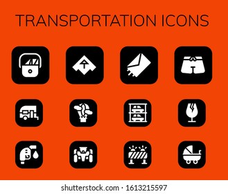 Modern Simple Set of transportation Vector filled Icons. Contains such as Postman, Caravan, Gas fuel, Airplane, Hot air balloon and more Fully Editable and Pixel Perfect icons.