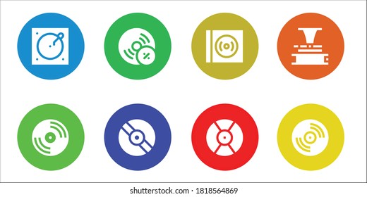 Modern Simple Set of turntable Vector filled Icons. Contains such as Turntable, Vinyl, Vynil, DJ, Phonograph and more Fully Editable and Pixel Perfect icons.