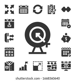 Modern Simple Set of ui Vector filled Icons. Contains such as Maximize, Calendar, Phone, Goal, Piggy bank, Shirt, Refresh, Resize and more Fully Editable and Pixel Perfect icons.