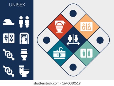 Modern Simple Set of unisex Vector filled Icons. Contains such as Wc, Gender, Toilet, Public toilet, Baseball cap, Bathroom and more Fully Editable and Pixel Perfect icons.