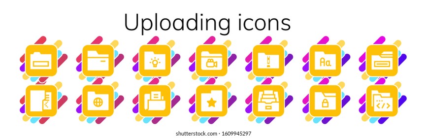 Modern Simple Set of uploading Vector filled Icons. Contains such as Folder and more Fully Editable and Pixel Perfect icons.
