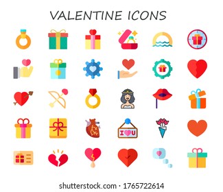 Modern Simple Set of valentine Vector flat Icons. Contains such as diamond ring, gift, wedding ring, ring, love, Gift, heart, broken heart and more Fully Editable and Pixel Perfect icons.