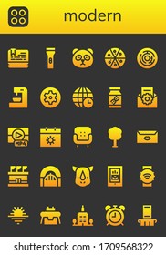 Modern Simple Set of modern Vector filled Icons. Contains such as Laptop, Stove, Flashlight, Panda, Pizza, Labyrinth, Coffee machine and more Fully Editable and Pixel Perfect icons.