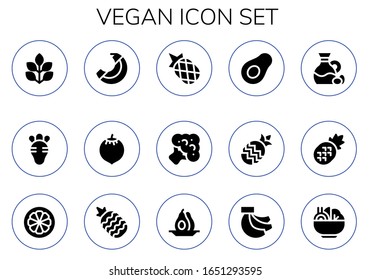 Modern Simple Set of vegan Vector filled Icons. Contains such as Spinach, Radish, Banana, Coconut, Pineapple, Broccoli, Avocado and more Fully Editable and Pixel Perfect icons.