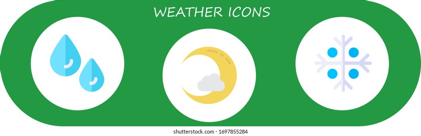 Modern Simple Set of weather Vector flat Icons. Contains such as water, crescent moon, snowflake and more Fully Editable and Pixel Perfect icons.