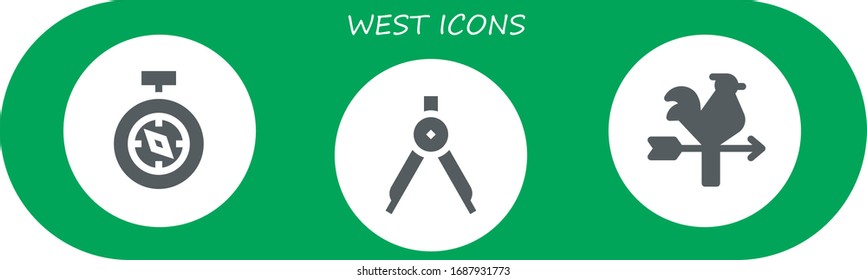 Modern Simple Set of west Vector filled Icons. Contains such as Compass, Vane and more Fully Editable and Pixel Perfect icons.