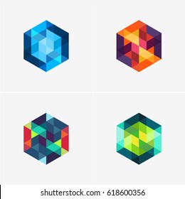 Modern simple shape, colorful, abstract vector logo or element design set. Best for identity and logotypes.
