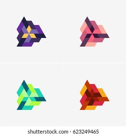 Modern simple shape, colorful, abstract vector logo or element design set. Best for identity and logotypes.