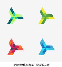 Modern simple shape, colorful, abstract vector logo or element design set. Best for identity and logotypes.